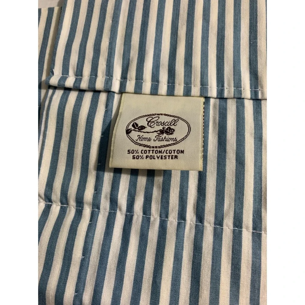 Croscill Valance Blue Ticking Stripe 86 x 17 1/2 Farmhouse 50/50 Cottage Prim